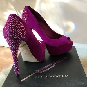 Purple Brian Atwood Baccina Open Toe Heels 4.5 M
